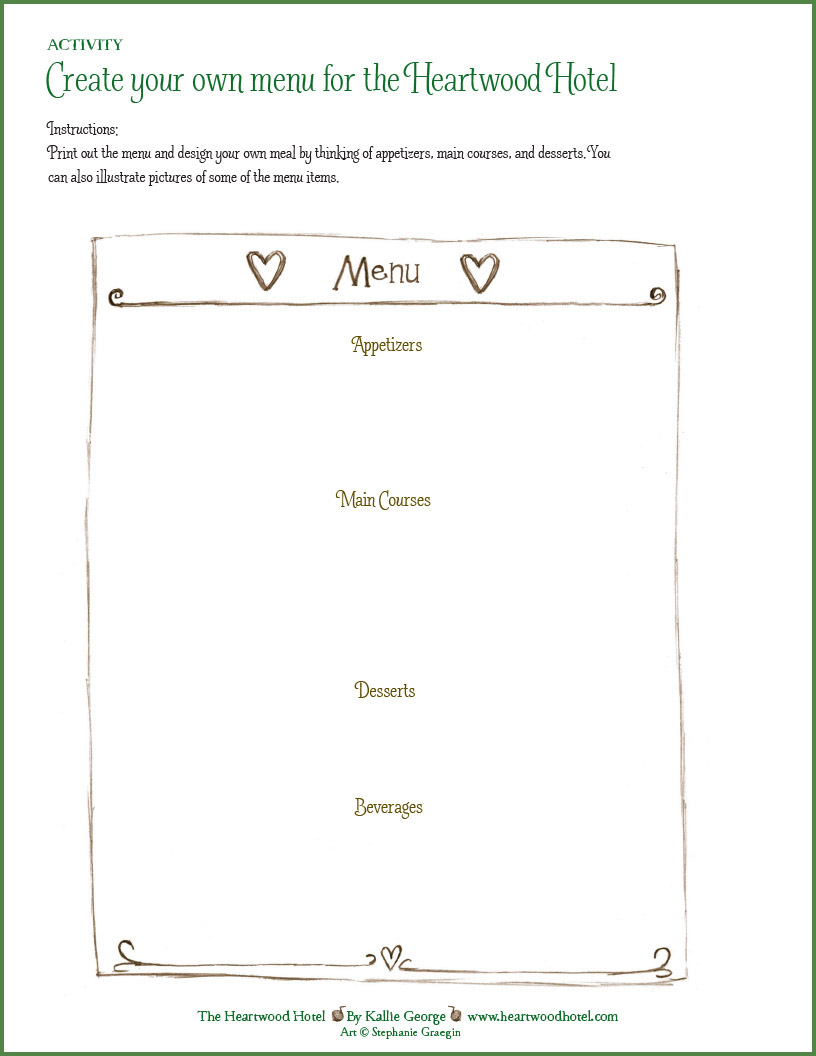 Heartwood Hotel Throughout Design Your Own Menu Template