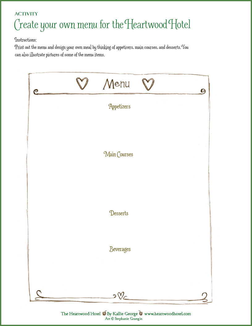 Heartwood Hotel Throughout Design Your Own Menu Template Heartwood Hotel Throughout Design Your Own Menu Template
